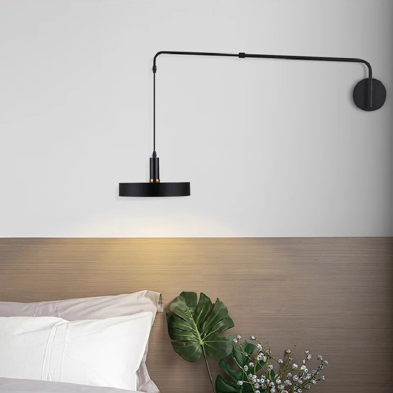 Imagem -02 - Black Long Pole Rocker Wall Lights Lâmpada de Pesca Rotativa Retrátil Quarto Minimalista Mesa de Jantar Lâmpadas de Parede da Sala