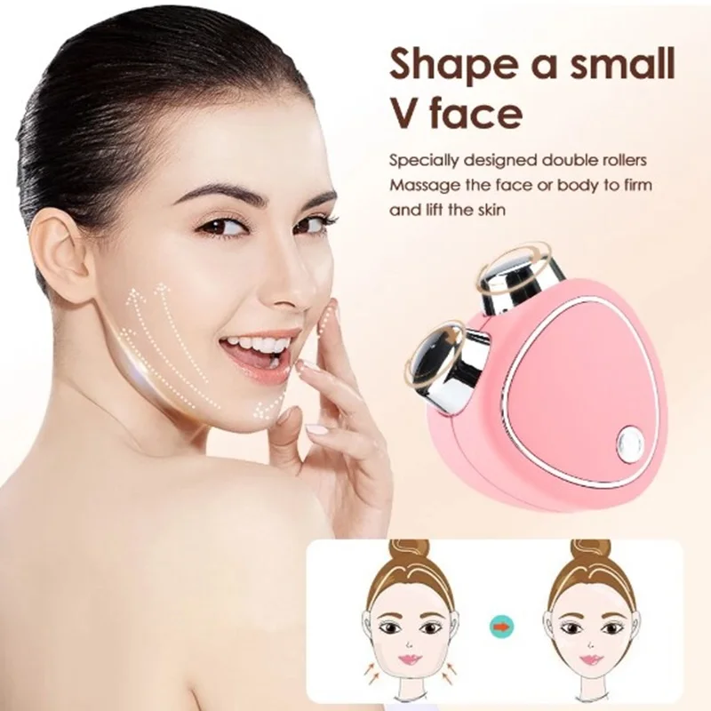 휴대용 전기 페이스 리프트 롤러 마사지기 EMS 미세 전류 음파 진동 페이셜 리프팅 스킨 타이트닝 마사지 미용 기기