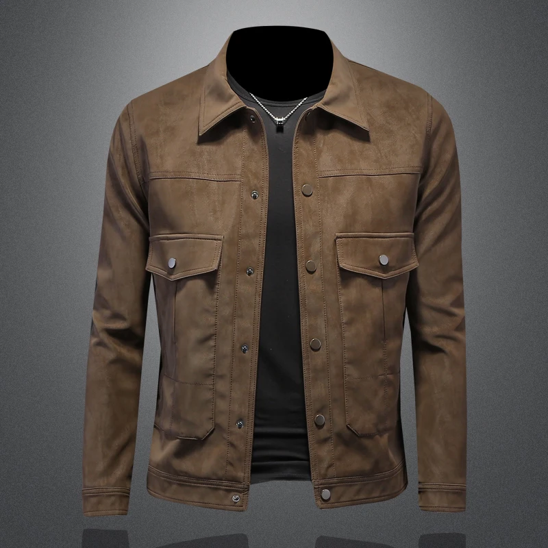 

Новая мужская байкерская куртка из замши и кожи, стеганая, с длинными рукавами, в корейском стиле, ветрозащитная, осенняя, повседневная верхняя одежда 2025 года