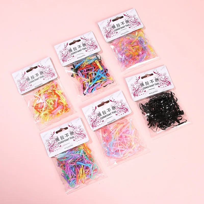 Wholesale color disposable small rubber band, little girl tie hair, rubber band, black high elasticity, no damage scrunchie