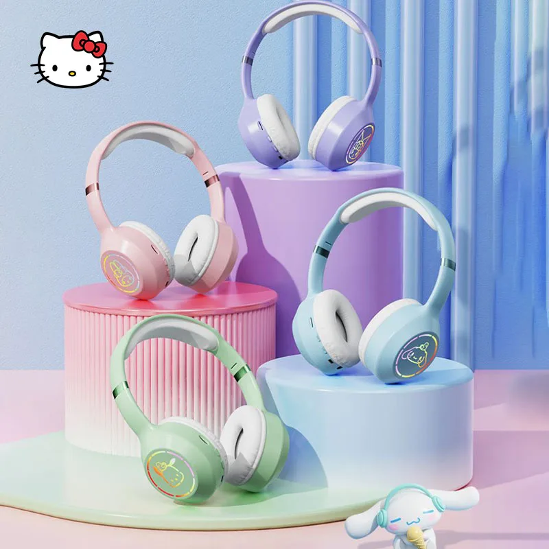 

Sanrio Melody Bluetooth Headsets Kuromi Cinnamoroll Gradient Color Wireless Headphones Mic Foldable Gaming Noise Cancel Earphone