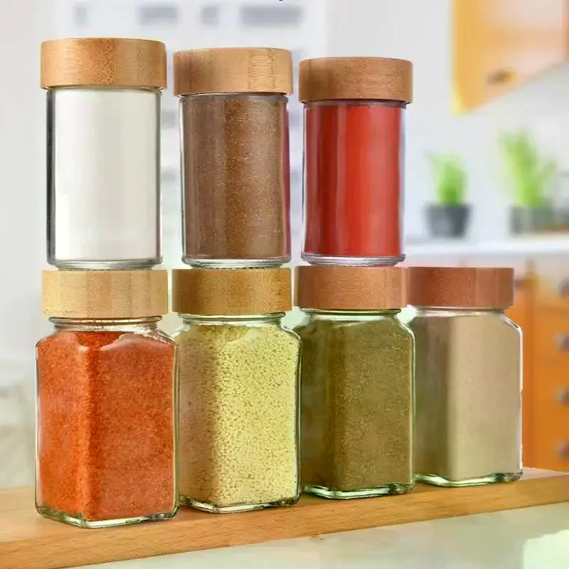 120ml Spice Organizer Spice Jar Glass Bottle Spice Storage Square Containers Seasoning Container Bottle