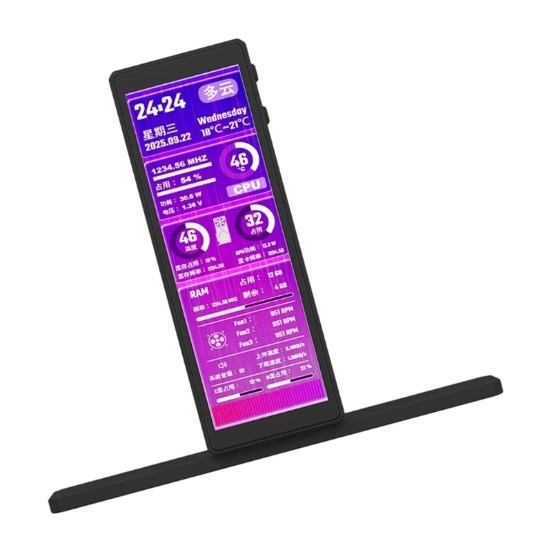 G58X Small LCD Display For Computer Case With 4.58Inch Screen And Machined Aluminum Frame