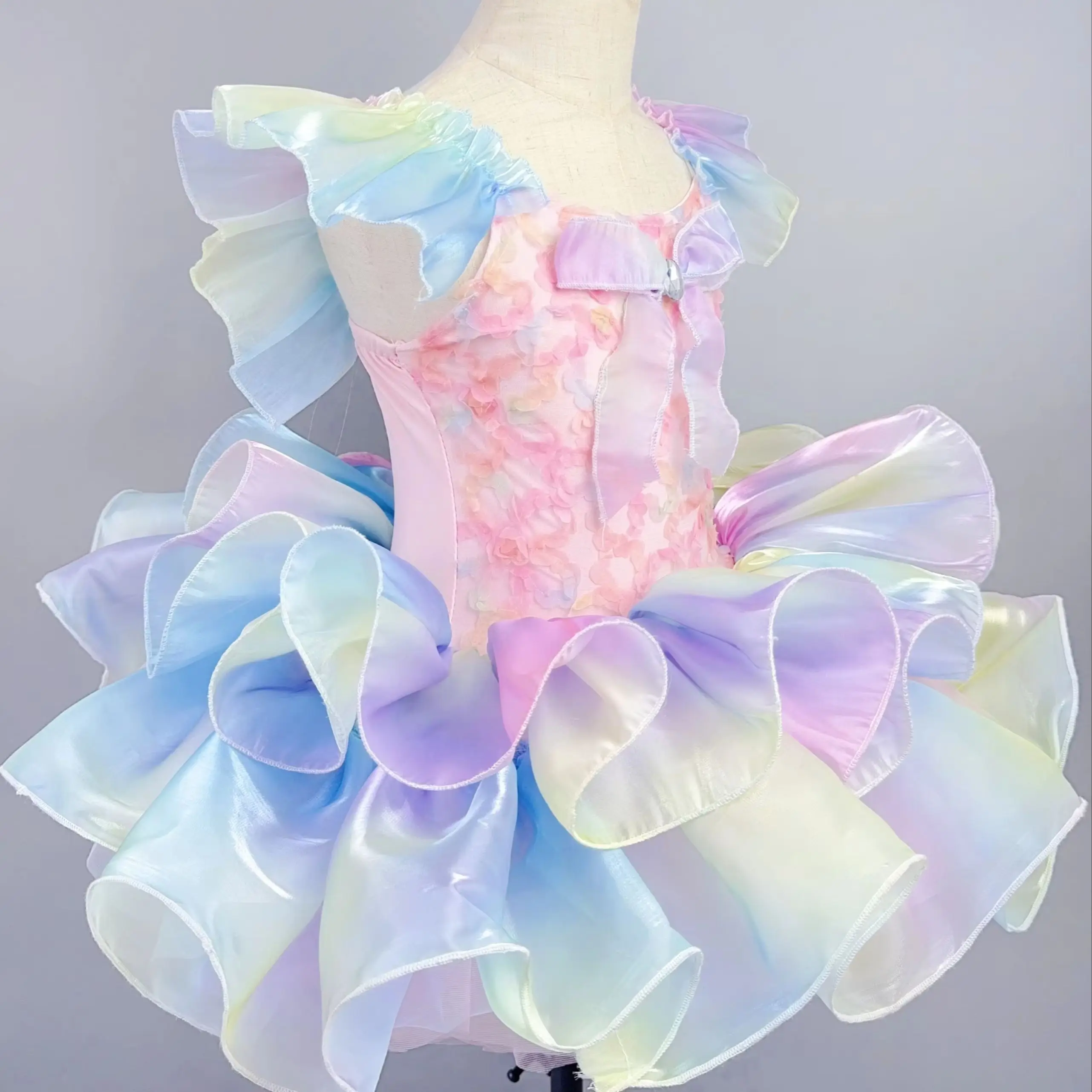 여아 모던 댄스 튜튜 드레스 어린이 재즈 공연 의상 공주 코스튬 키즈 우아한 스커트 댄스 이벤트용