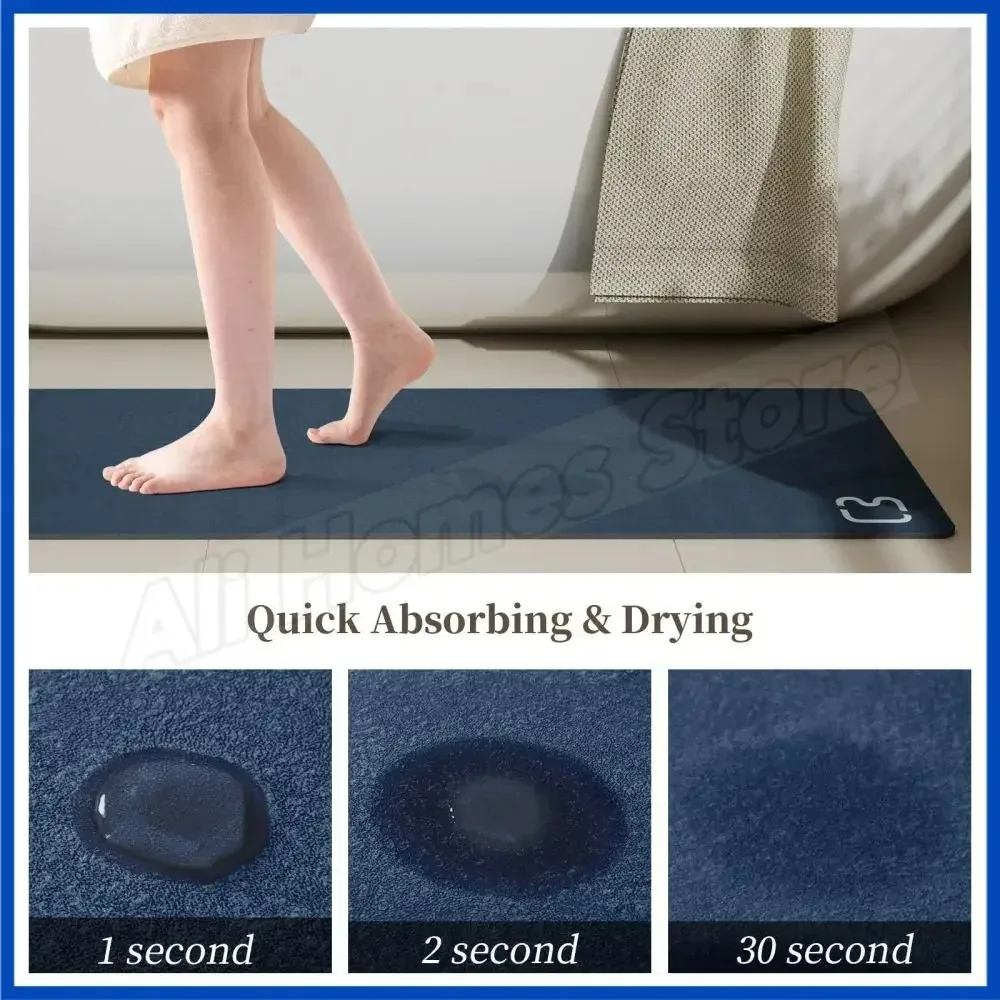 Diatomaceous Earth Bath Mat Quick Dry Super Absorbent Anti Slip Diatomite Stone Shower Floor Rug Bathroom Washable Accessories
