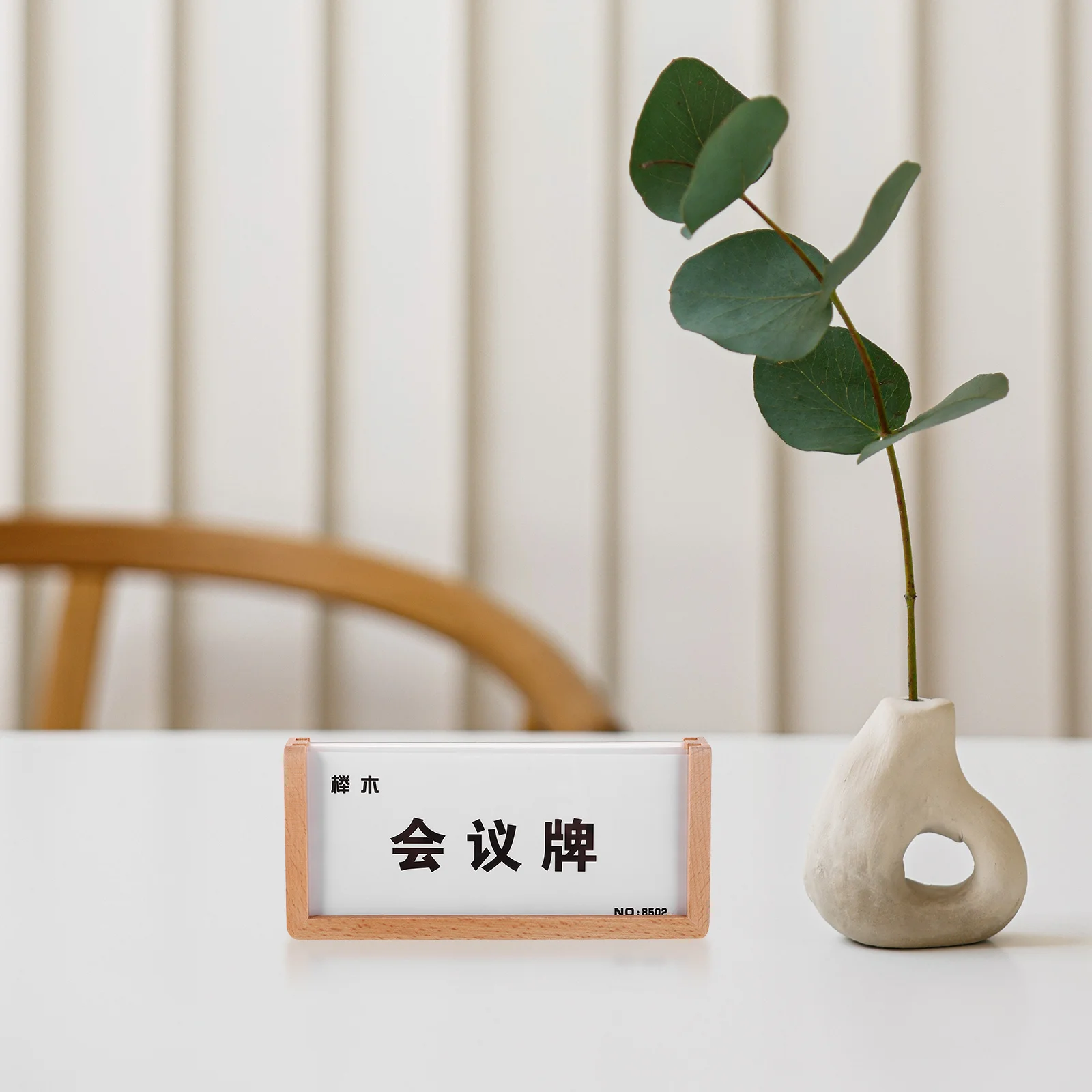 

Acrylic Table Sign Holder Wood Base V Shaped Name Plate Holder Office Desk Conference Room Reception Business Decor