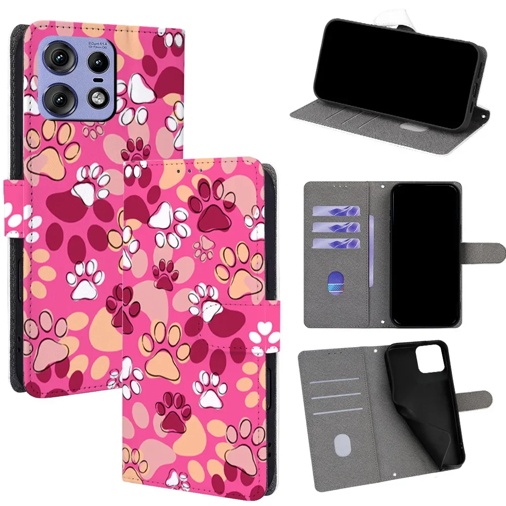 

Cute Animal Pattern Magnetic Flip Phone Cover for Motorola Edge 70 60 50 Fusion 40 Neo 30 20 Pro with Built-in Wallet Card Slots