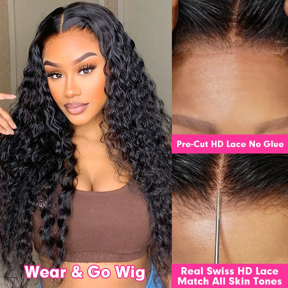 Wear Go Glueless Wig Deep Wave Lace Front Human Hair Wigs 6x4 HD Lace Frontal Wig Human Hair Glueless 4x4 HD Lace Closure Wigs