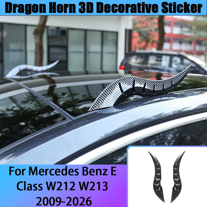For Mercedes Benz E Class W212 W213 2009-2026 2PCS Car Roof 3D Dragon Horn Decoration High-Strength Stickers Auto Exterior Parts