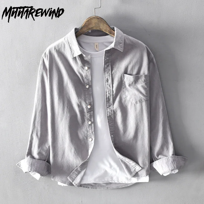 

Spring Fall Mens Shirt Daily Causal Long Sleeve Shirts Pure Cotton Corduroy Pocket Slim Shirt Harajuku Fashion Tops Versatile