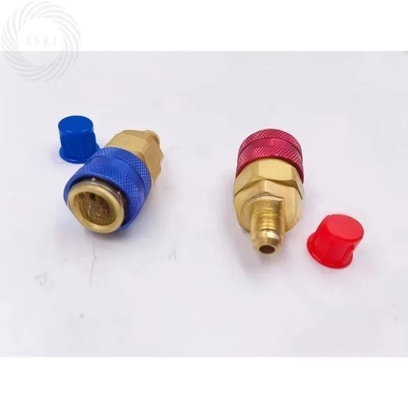 Fine For 2PCS Freon R134A H / L Auto Quick Coupler Connector Brass Adapters Air Conditioning Refrigerant Adjustable AC Manifold