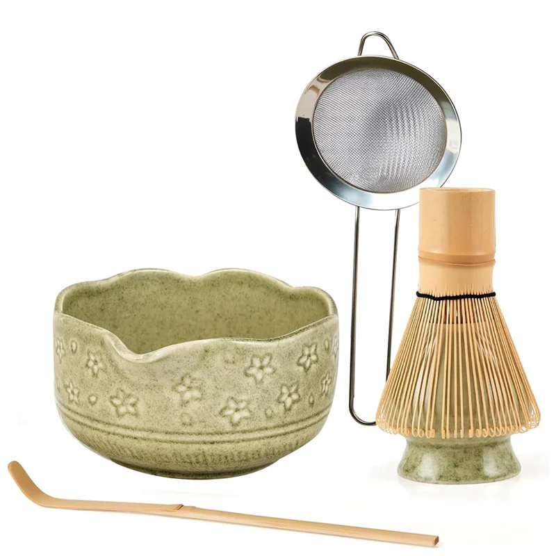 5-Piece For Matcha Whisk Set Includes 18 OZ Bowl With Spout, Japanese Ceremony Kit For Matcha Lovers Beginner Gift