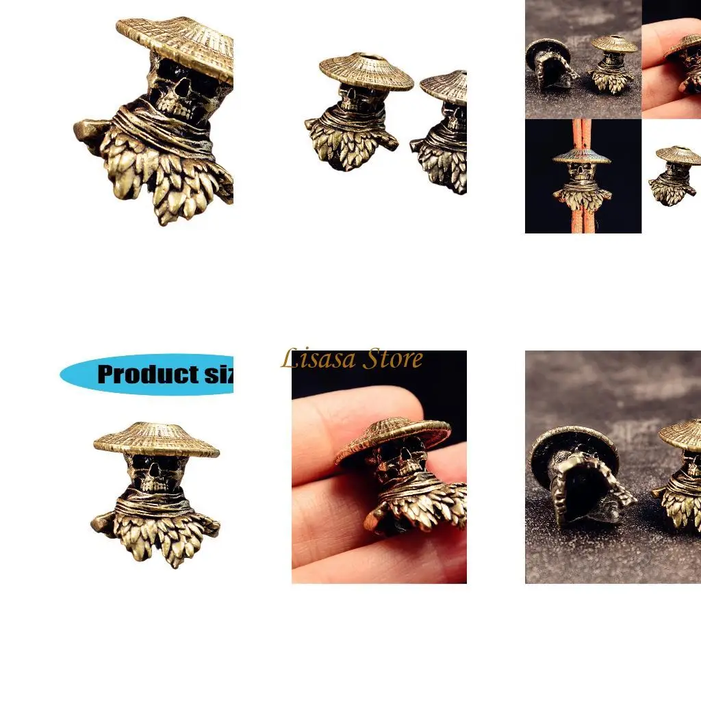 

M6CC Metal Swordsman Skull Pendant for Keychain and Backpack Decoration Unique Skull Charm Paracord Accessories