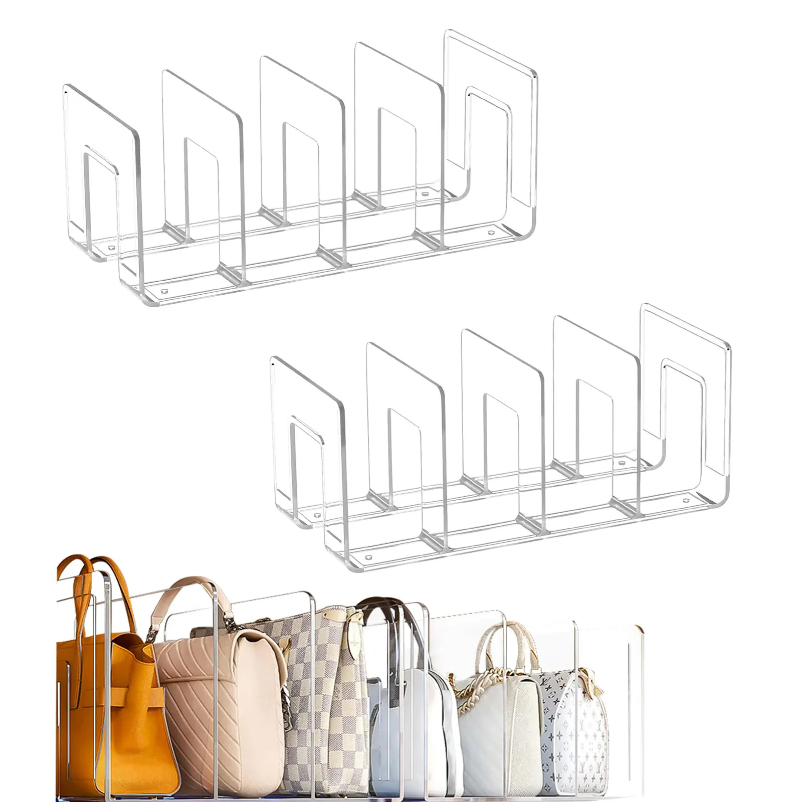 منظم حقيبة يد محفظة بلاستيكية شفافة 4 فتحات فواصل خزانة شفافة عرض موقف حقيبة يد تخزين حامل مُنظِم للخزانة
