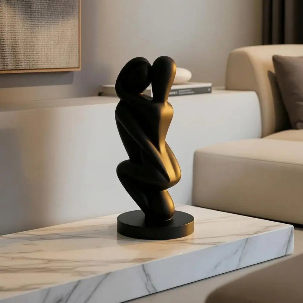 3d Printed Ornaments Stable Base Decoration 3d Printed Hugging Couple Sculpture Abstract Embrace Figurine with Smooth Curves