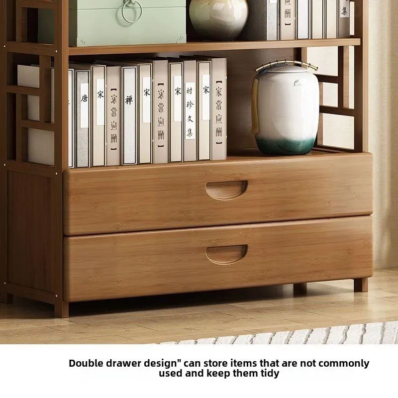 Office Company Simple Wind Floor Data Shelf Household Study Living Room Simple Bookshelf Nanzhu Multi-layer Storage Shelf