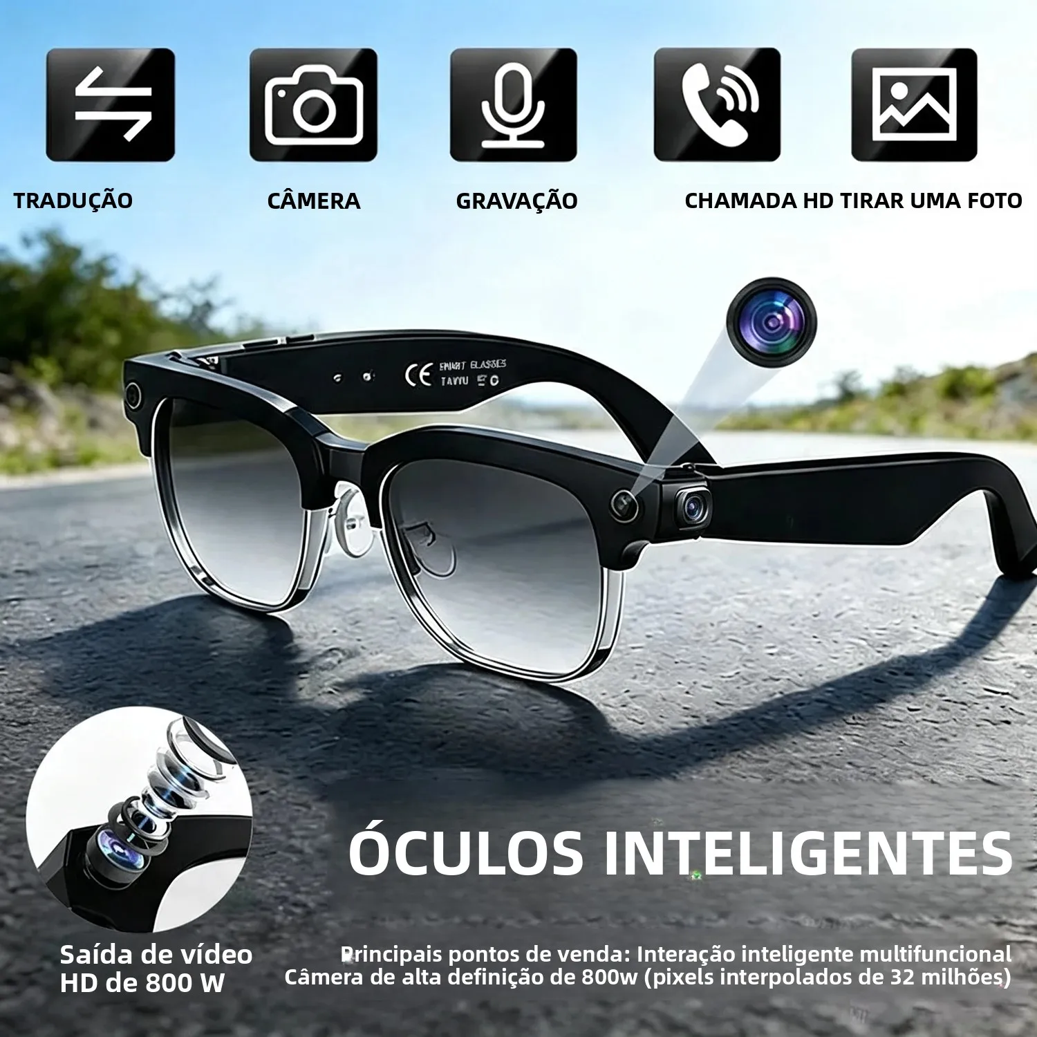 lunettes-intelligentes-ia-activation-vocale-mains-libres-reconnaissance-d'objets-hey-lens-controle-tactile-demi-monture-pour-usage-quotidien-professionnel