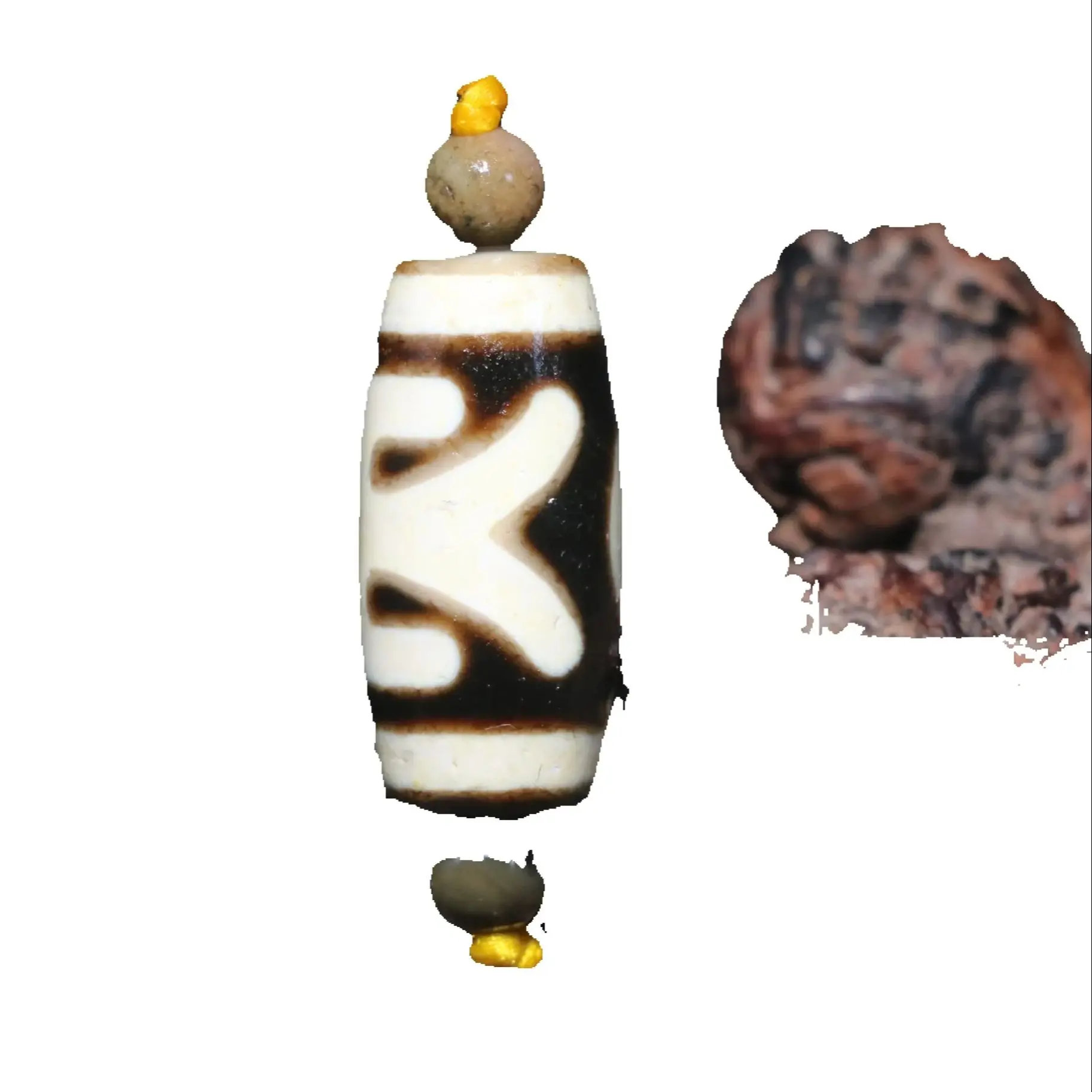 

CONGXINZAI1005009037751106 Tibetan old Agate Oily Patina Guiren Lucky Man dZi Bead Amulet Fit For Bracelet LSGem Amulet