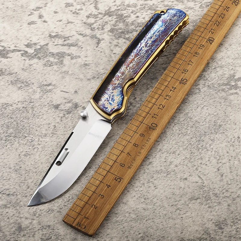 

VG10 Blade Lightning Color Titanium Alloy Handle Outdoor Survival Camping Defensive Fishing Portable EDC Fruit Knife