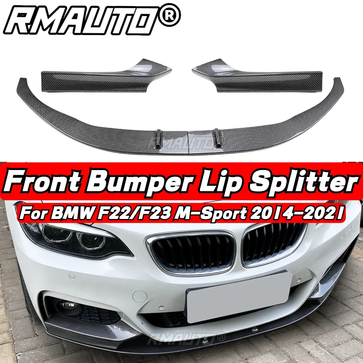 Front Bumper Splitter Lip Diffuser Spoiler Cover Guard Deflector Lips For BMW 2 Series F22/F23 M235i M240i M-Sport 2014-2021 New