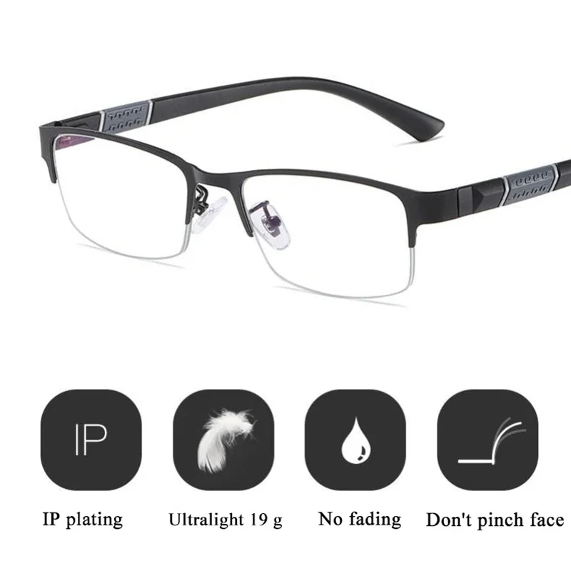 Reading Glasses Men Women High Quality Half-frame Diopter Glasses Business Male Presbyopic Eyeglasses +1.0 1.5 2.0 2.5 4 image 4