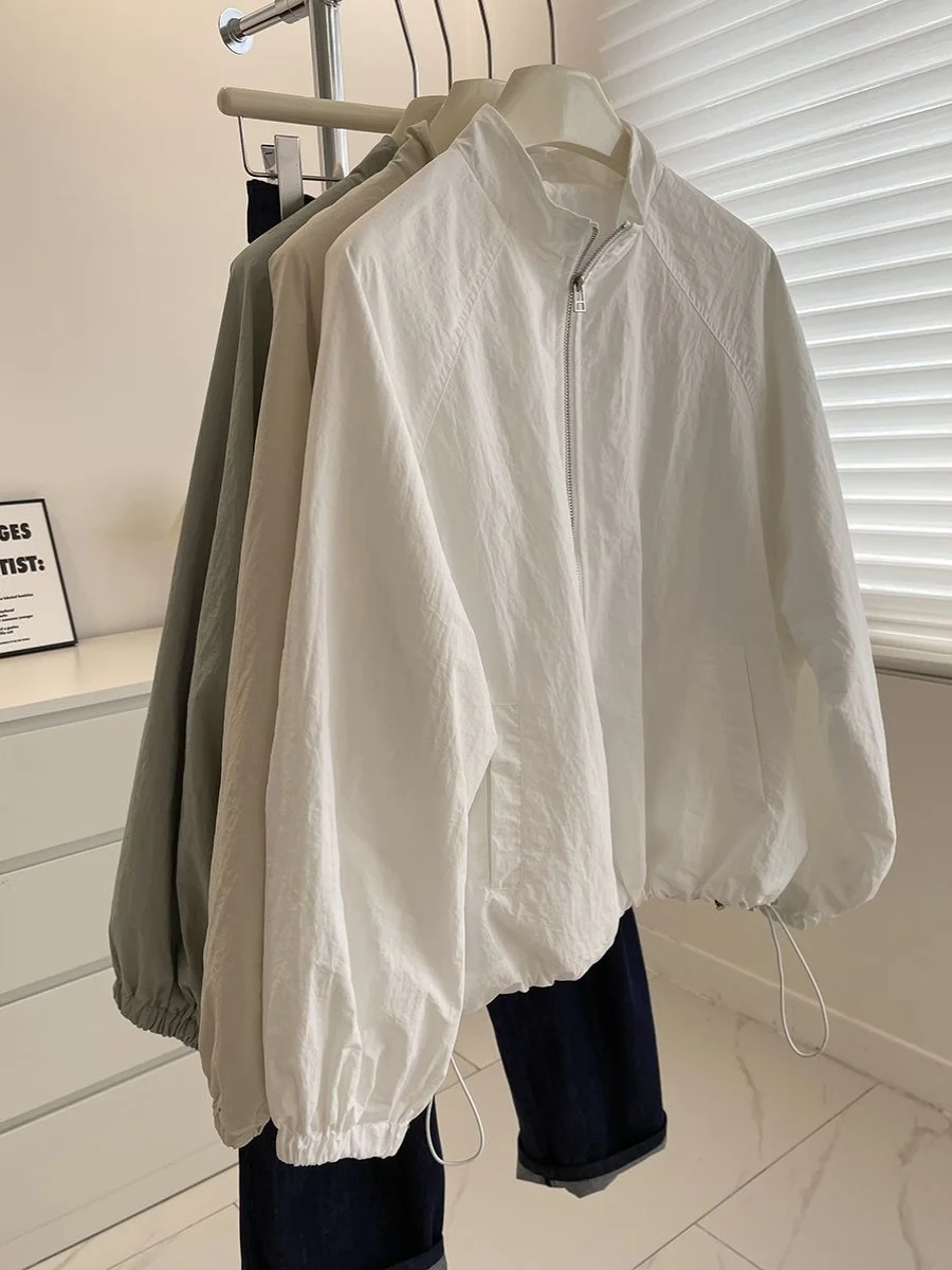 سترة قصيرة بياقة عالية على الطراز الكوري للنساء، متعددة الاستخدامات للربيع، نحيفة وعملية، خفيفة الوزن مع سحاب، واقية من الريا... #3