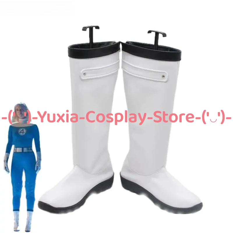 Yuxiacosplay! Buty do cosplayu Niewidzialnej Kobiety, rekwizyt postaci z anime/gry, botki ze skóry PU, kostium na Halloween, karnawał, imprezę.