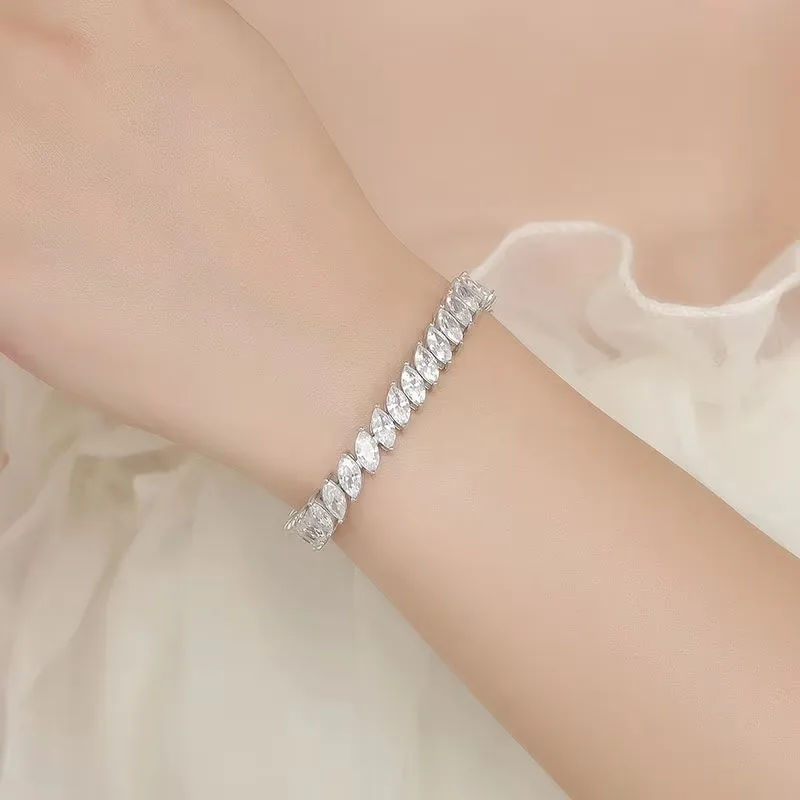 Nexil Jewelry  Luxury Solid Platinum PT950 Women's 0.5 karat Horse Eye Moissanite Diamond Bracelet Witch Empty Diamond Bracelet