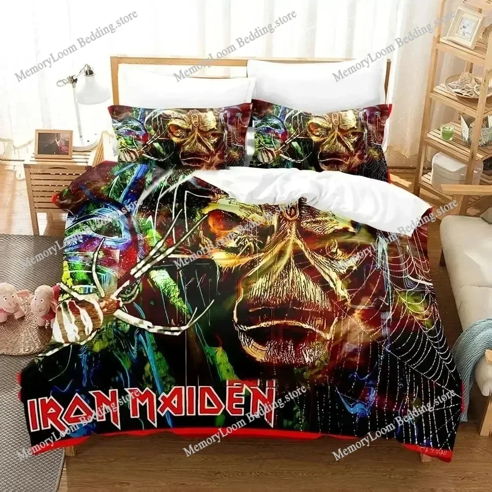 3D Iron Heavy Metal Maidens Bedding Set Polyester Quilt Cover Pillowcase Comforter King Queen Size Boys Adult Duvet Cover Set