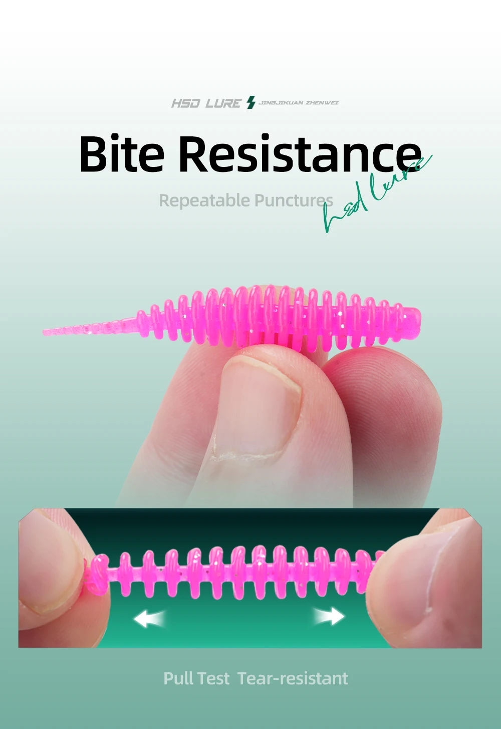HASIDA Softplastik-Angelköder mit Nadelschwanz, TPV PVC Wurm-Köder, schwimmend und sinkend, für Barsch-Angeln – Detail 8