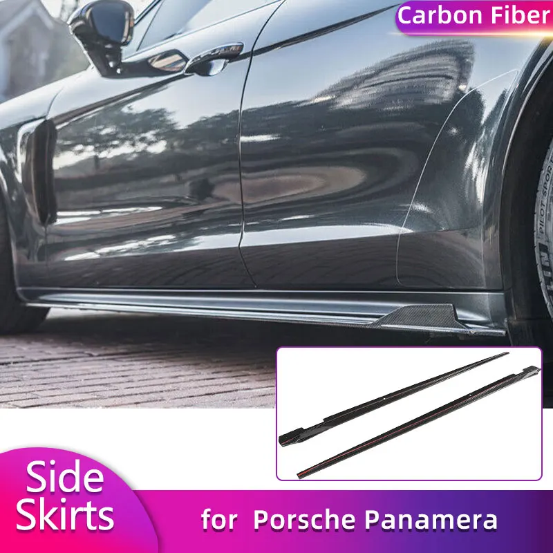 Carbon Fiber Side Skirts Extensions for Porsche Panamera 4 Turbo S Executive 2017-2020 Car Side Door Bumper Apron Lip Body Kits