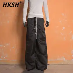 HKSH 남성용 타이드 다크 RO 스타일 나일론 지퍼, 루즈 스트레이트 캐주얼 바지, 마이크로 플레어 패션 트렌드 바지, HK2092, 용수철 가을