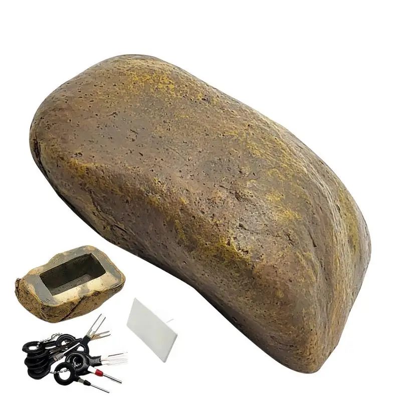 Simulated Stone Key Box Key Hider Outdoor Decorative Rock Waterproof Fake Rock Key Hiders Lock Box Resin Stone Keys Cash storage