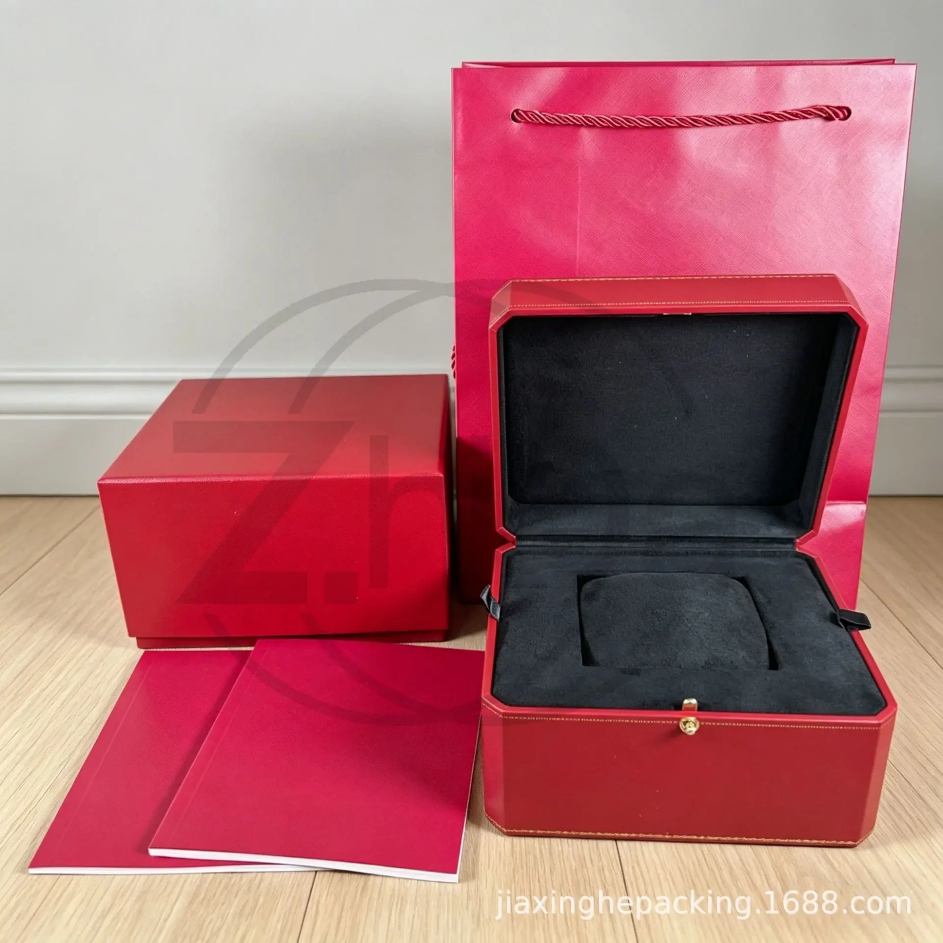 Red Watch Box with Fleece Lining & Elastic Buckle, Storage Case for Quartz & Mechanical Wristwatches