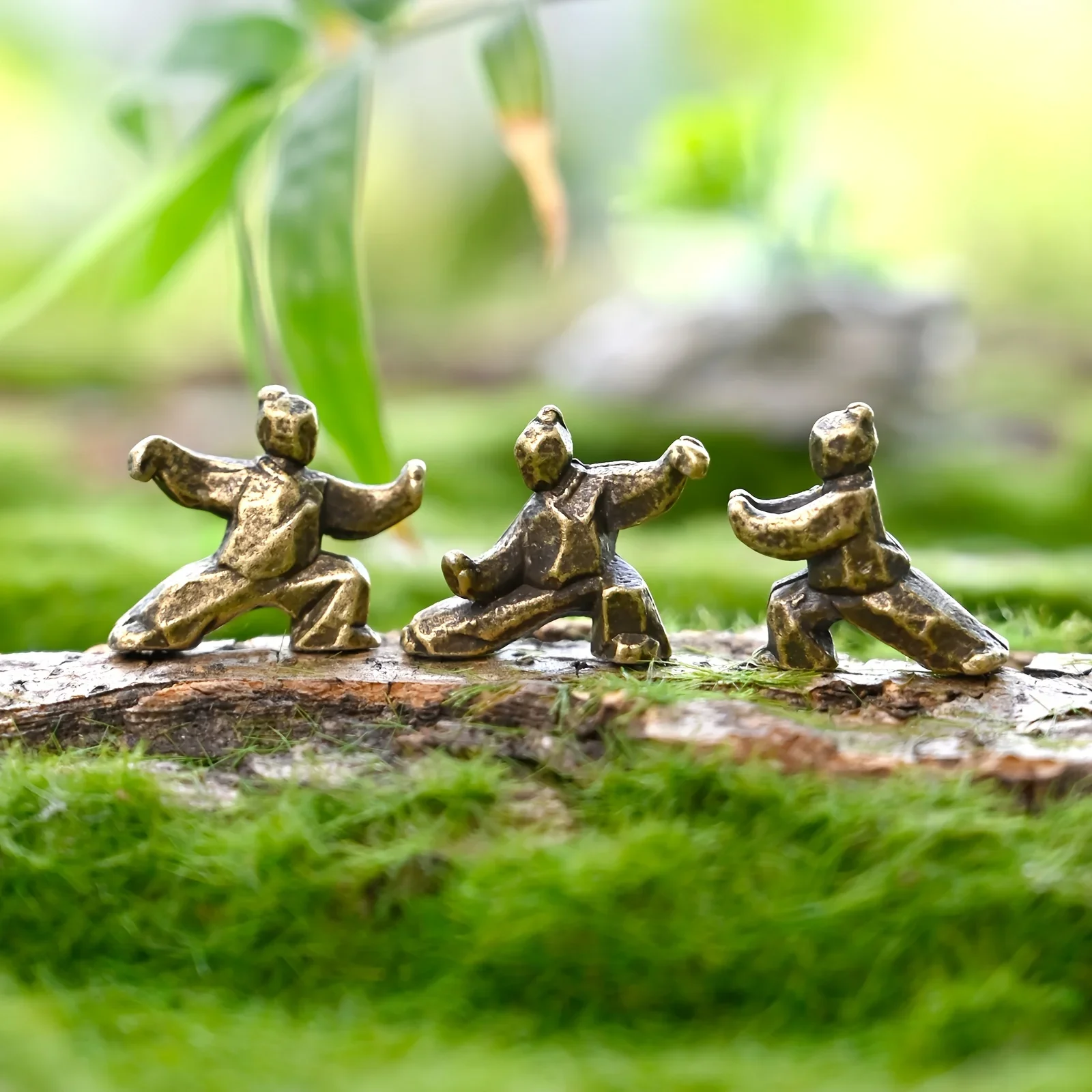 Vintage Cobre Miniatura Persona Chino Kung Fu, Oficina Hogar Bonsái Antigüedades Figuritas Escritorio Regalo