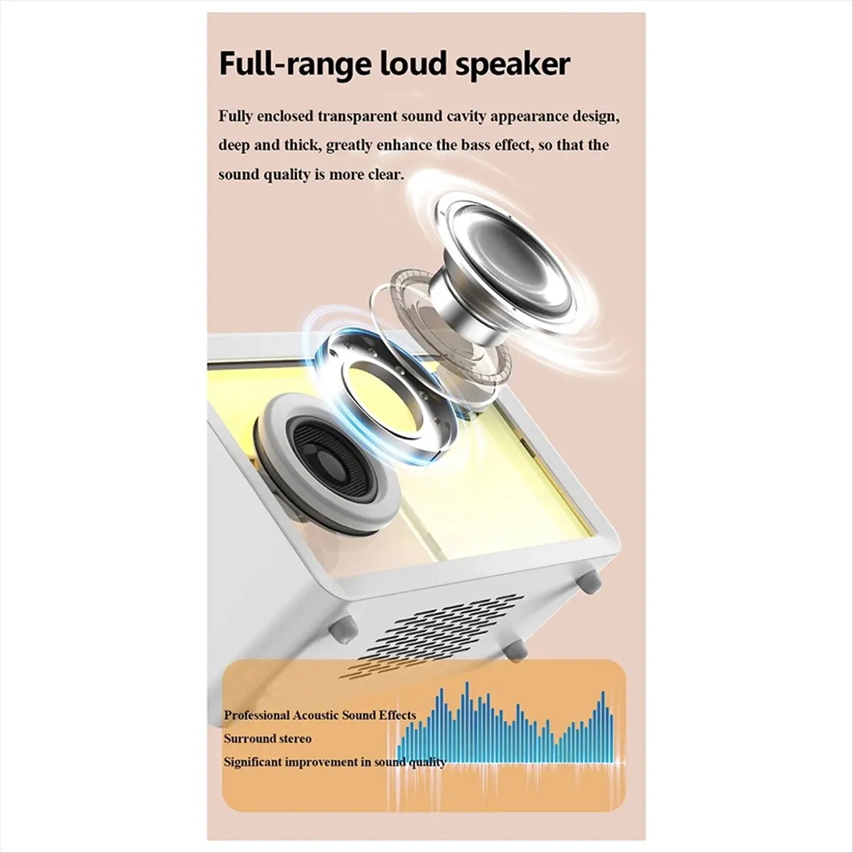 fine New DK-M8 Colorful RGB Lamp Transparent Glass Wireless Bluetooth Speakers Outdoor Subwoofer HI-FI Stereo Sound B