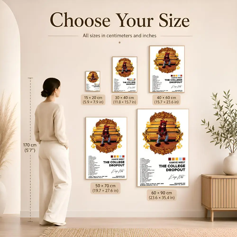 Rap Singer K-Kanye W-West Poster Sticker Self Adhesive For Bedroom Hallway Livingroom Wall Art Decor Present Fandom Gift