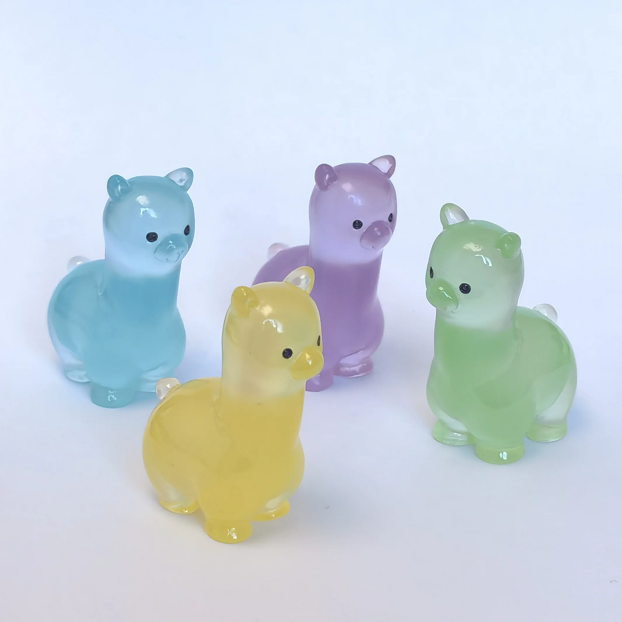Glow In Dark Simulated Alpaca Decorative Accessories Environmental Resin Car Ornaments Mini landscape