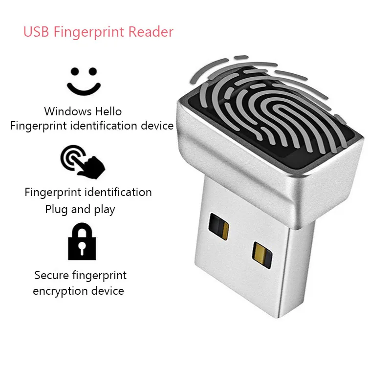 USB Fingerprint Reader Mini for Windows 7 8 10 11 Hello, Biometric Scanner Padlock for PC or Laptop Fingerprint Unlock Module