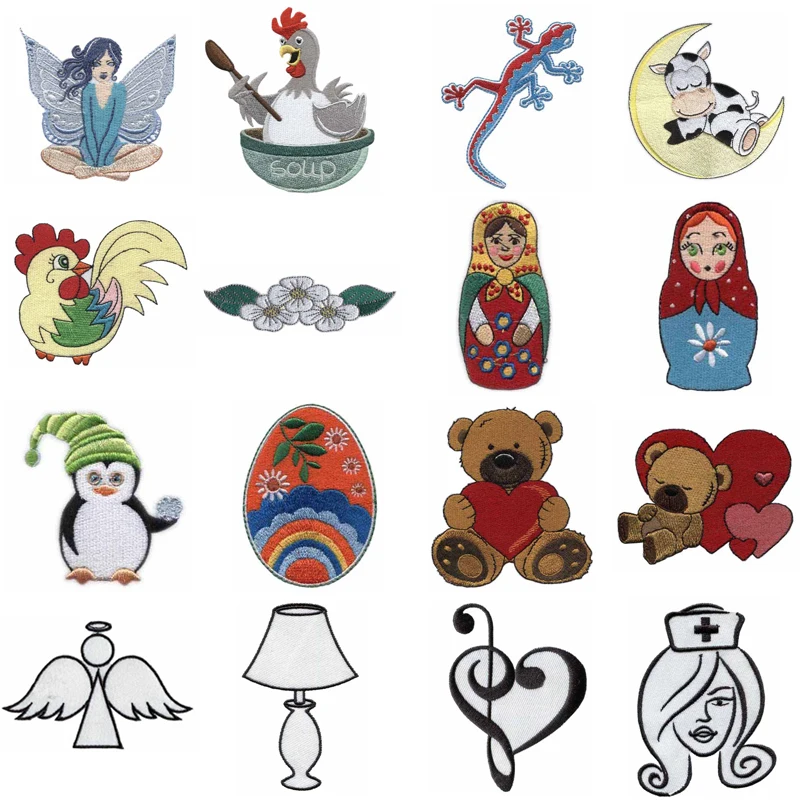 Cartoon Embroidered Patches Iron-on for Clothes Hats Bags - Decorative Embroidery Patches in Stock