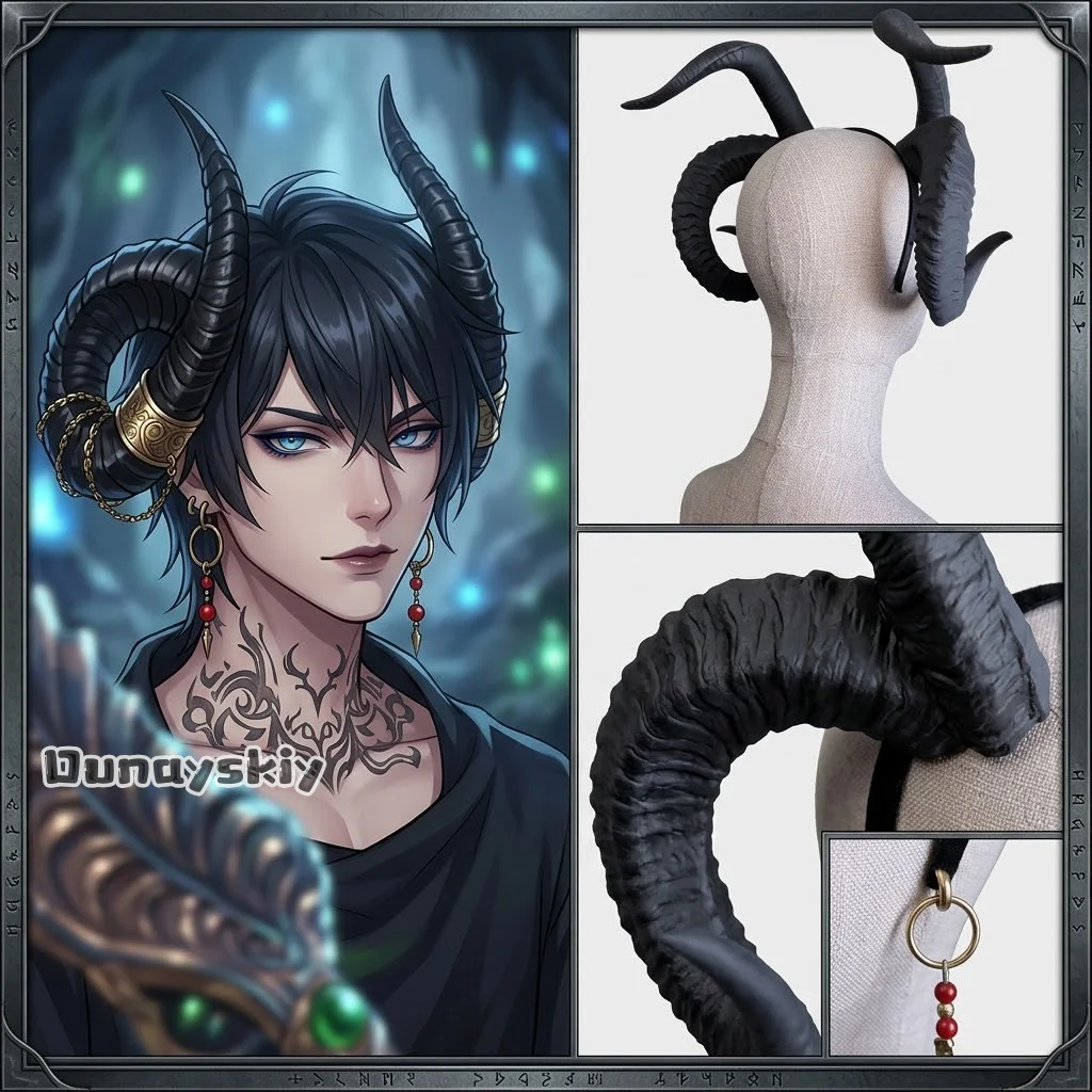 

Костюм для косплея Alora Furry Furrsuit из игры Bankai Mode*Anime Game Bg3, головной убор в виде овечьего демона, 3D-рога из полимолочной кислоты, панк-аксессуар для головы