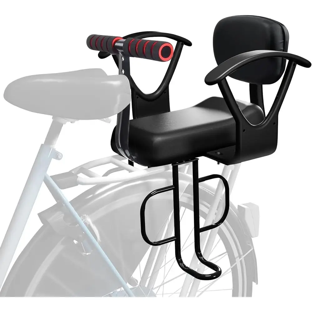 

Child Rear Bike Seat with Padded Backrest, Suitable for Ages 2-8, Universal Fit, Black