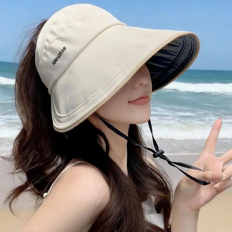 

Новая женская летняя рыбацкая кепка 2026 года с широкими полями, защитой от солнца и УФ-излучения, дышащая, элегантная, складная, с защитой для лица