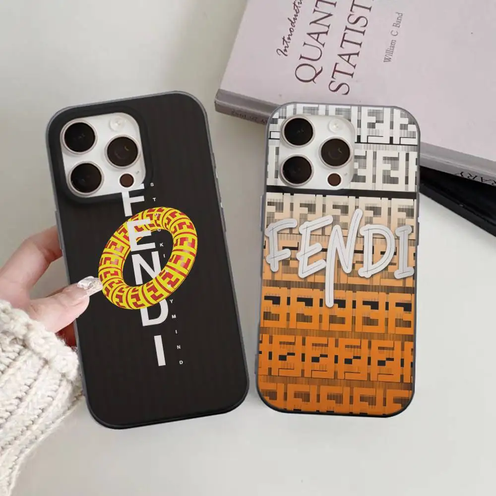 Funda de Teléfono Divertida y Lujosa con el Logotipo de F-fendi, con Rayas Corrugadas y Protección Contra Impactos, para iPhone 17, 16, 15, 14, 13, 12, 11 Pro Max, Plus, Pro