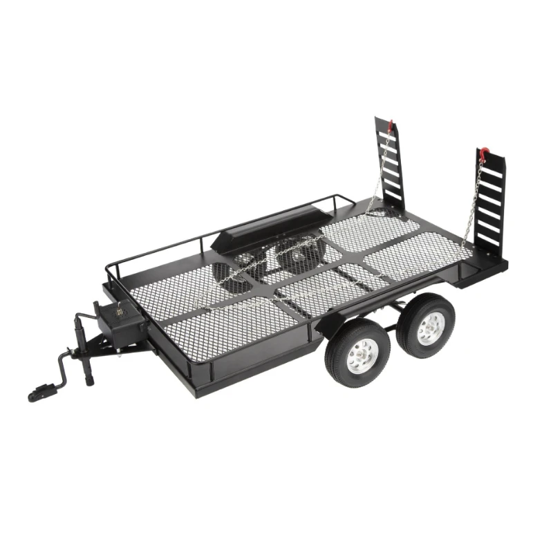 

1/10 Dual Axle Metal Truck Trailer for RC Crawler SCX10 II III 90046 TRX4 TRX6 TF2 D90 CC01 RGT 86100 Redcat GEN8 YIKONG 4082