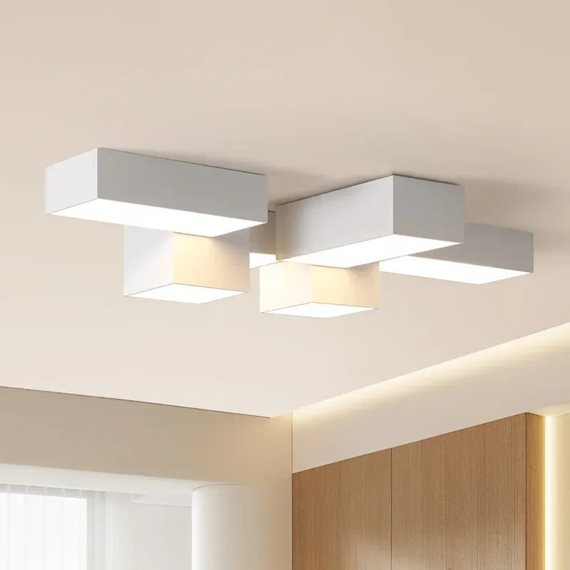 Luce da soggiorno quadrata geometrica Luce principale minimalista Plafoniera creativa avanzata Spettro completo moderno e minimalista
