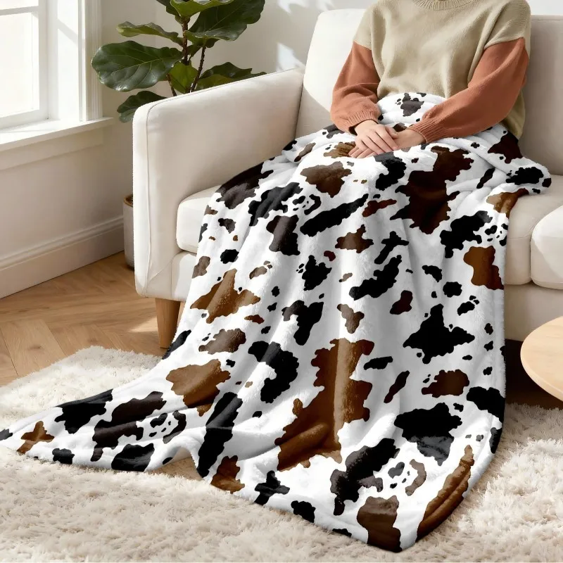 1 STÜCK Überwurf Kuhmuster Kunst Tiere Hautmuster Flanelldecke Dünne Überwurf Weiche Warme Decken Festival Geschenke für den ganzen Saison