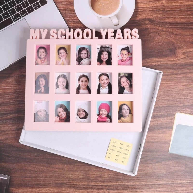

J15U School Years Photo Moment Student Frame Children Campus Grade Record 15 Pictures Display Collage Frame Kids Memory