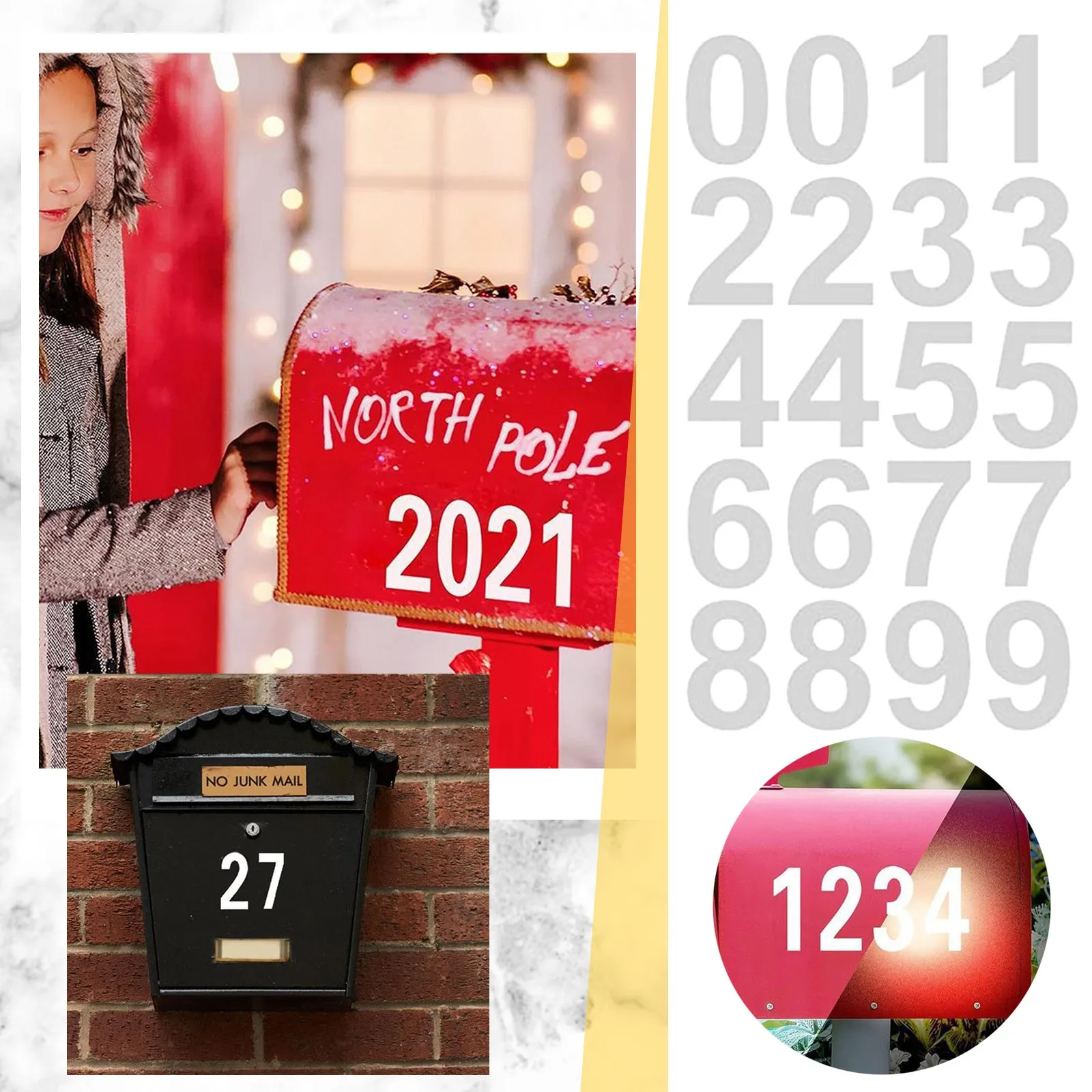 Scrapbooking Mailbox Numbers 0-9 Address Decal Supplies Number  Reflective Sticker Mailbox Sticker Decoration Waterproof