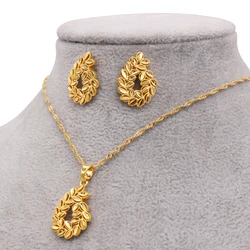 New Dubai Gold plated Accessories Jewelry Sets Wedding Bride bridal Necklace/Pendant/Earrings gifts for women set